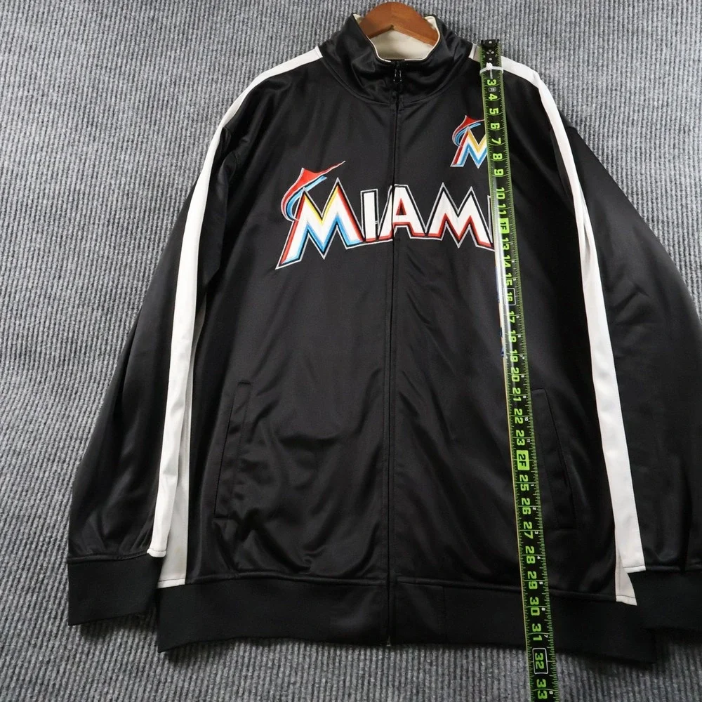 Miami Marlins MLB Full Zip Track‎ Jacket Black Mens Size 2XT 2XLT Baseball Retro